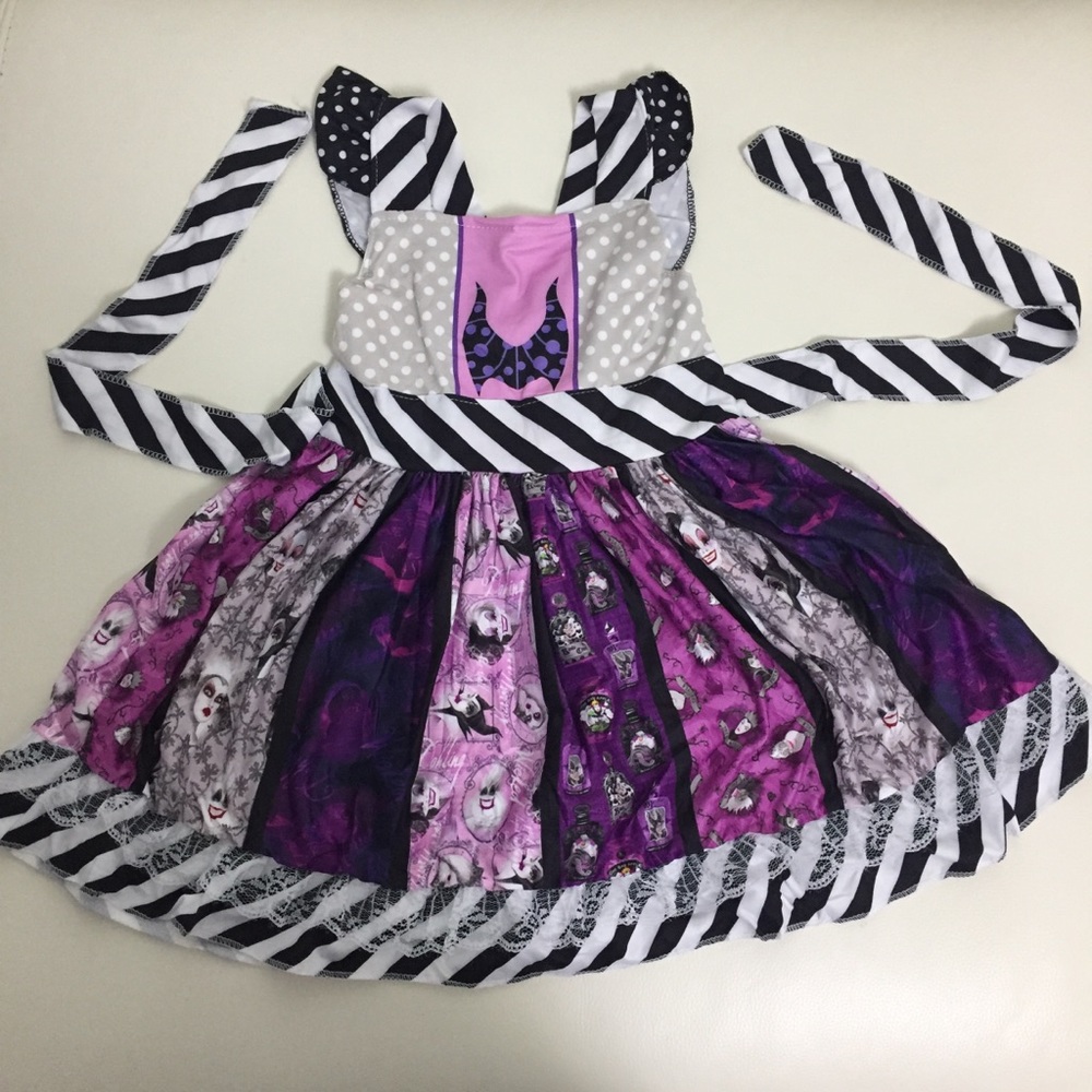 Disney villians Purple Striped Twirl Dress Maleficent Ursula Cruella